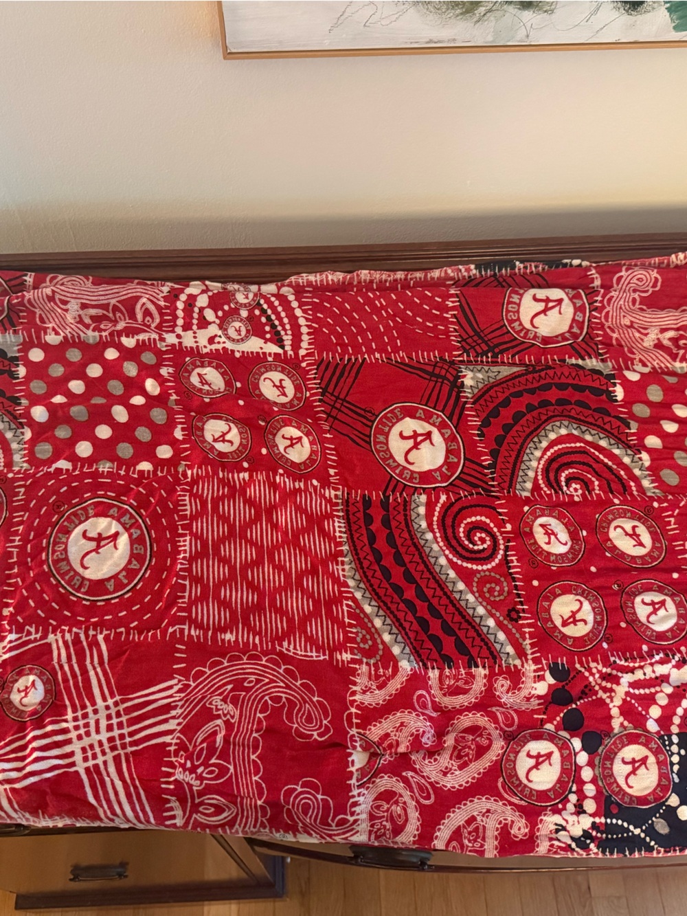 University of Alabama Crimson Tide Patchwork Look Scarf with 'A' Logo
